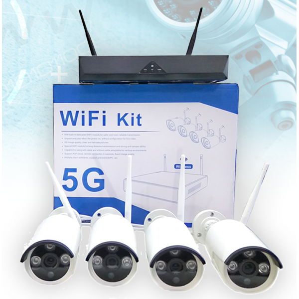Комплект за видеонаблюдение 4 камери 5G WIFI KIT NVR Onvif Комплект за видеонаблюдение 4 камери 5G WIFI KIT NVR Onvif