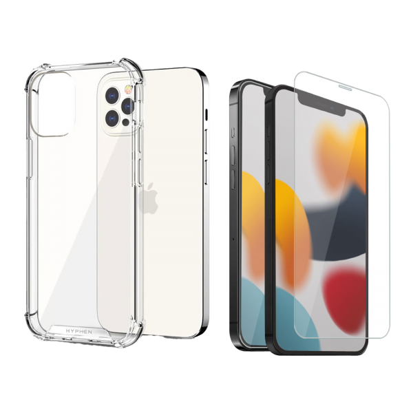 Комплект Full Glue стъклен протектор + Clean Armor гръб iPhone 12 Mini