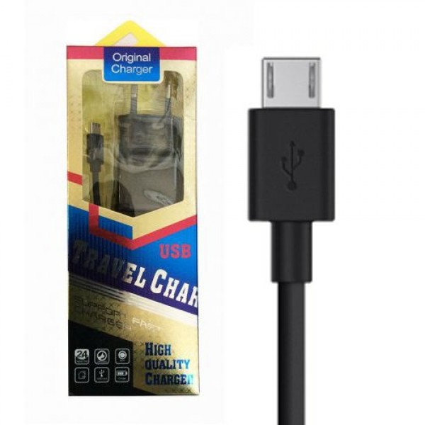 USB Зарядно 2A,5V.+ Micro usb кабел - Черен