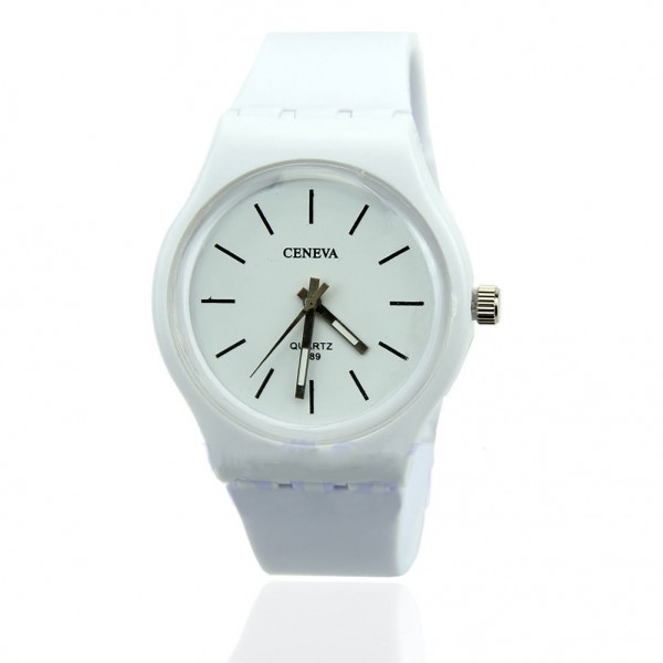 Silicone Analog Quartz Sports Бял